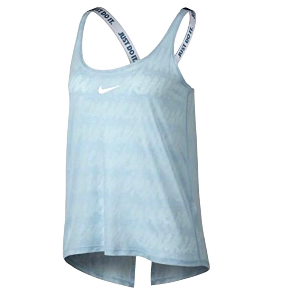 Nike Women's Small Blue Dri-Fit Elastika Training Round Neck Graphic Tank Top